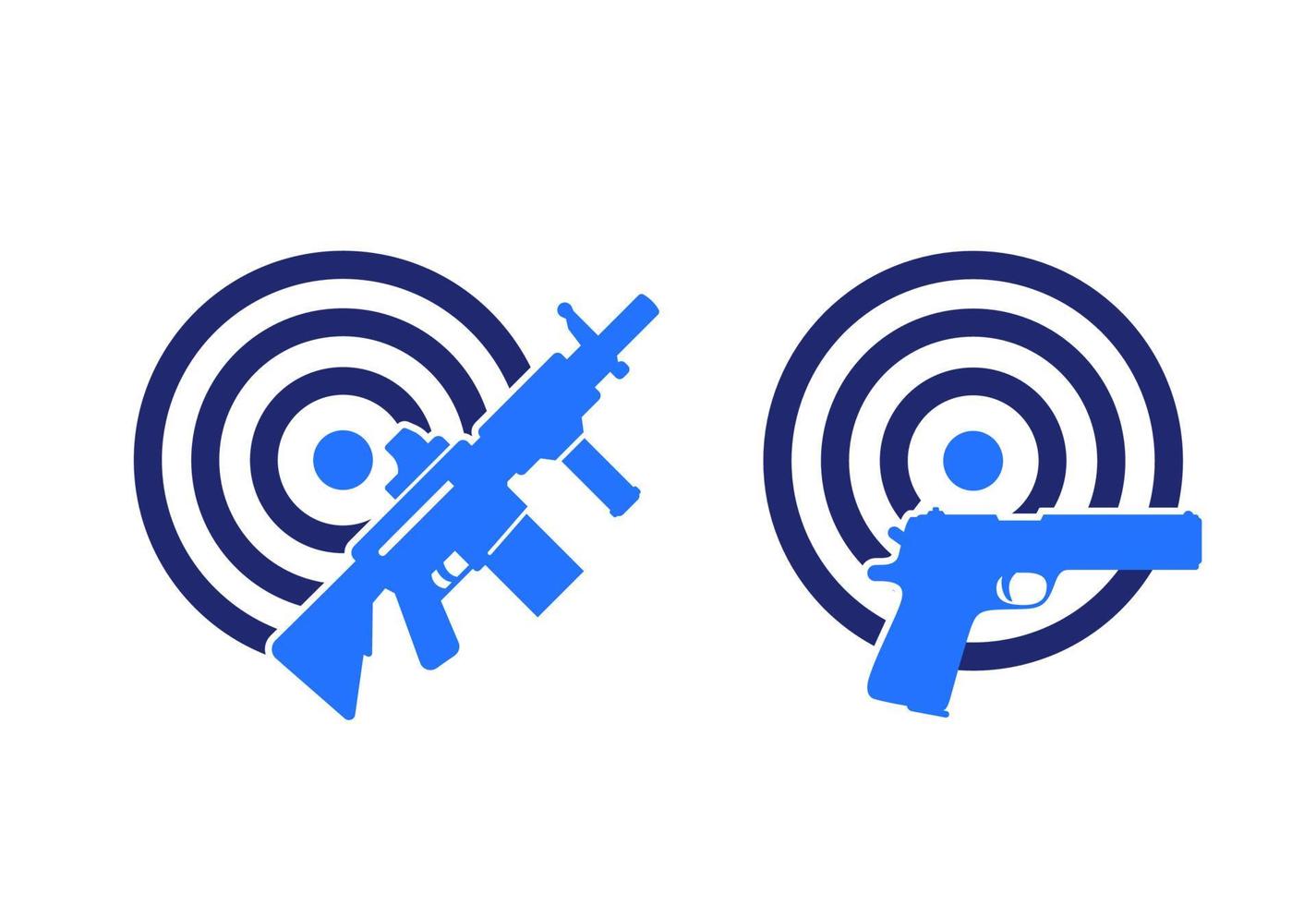 guns and target, rifle, pistol vector icons