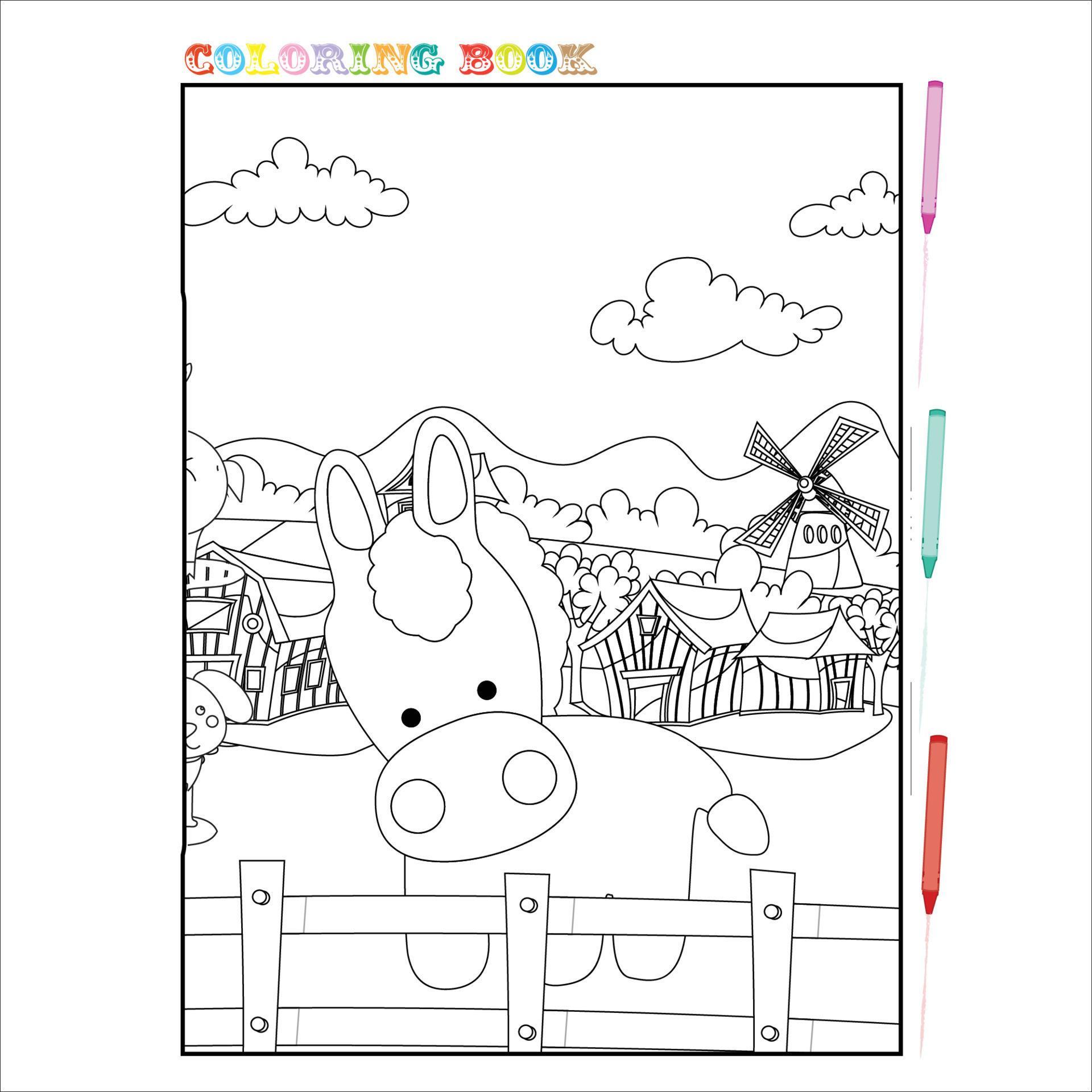 farm animal coloring pages for preschoolers 3588506 Vector ...