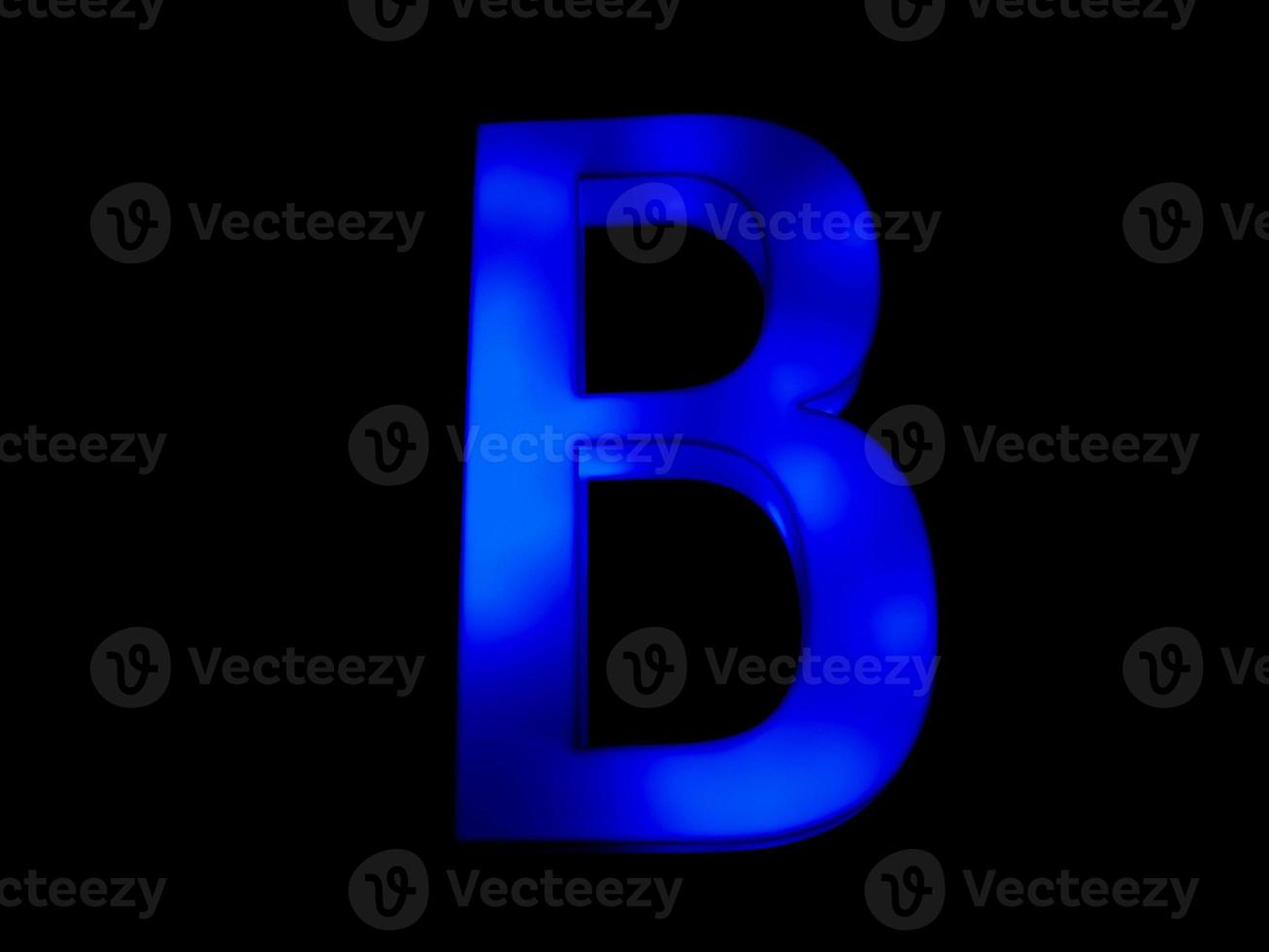 Blue neon letter B photo