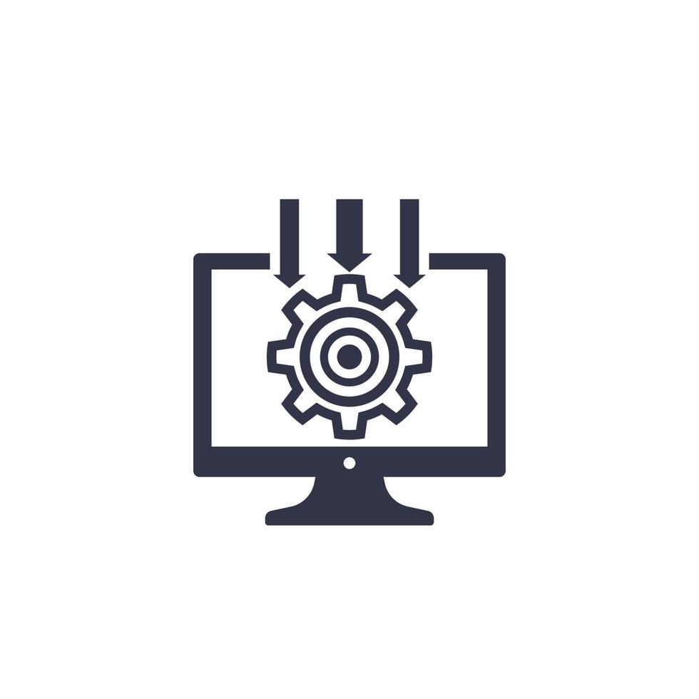 Integration system, computer technology icon vector