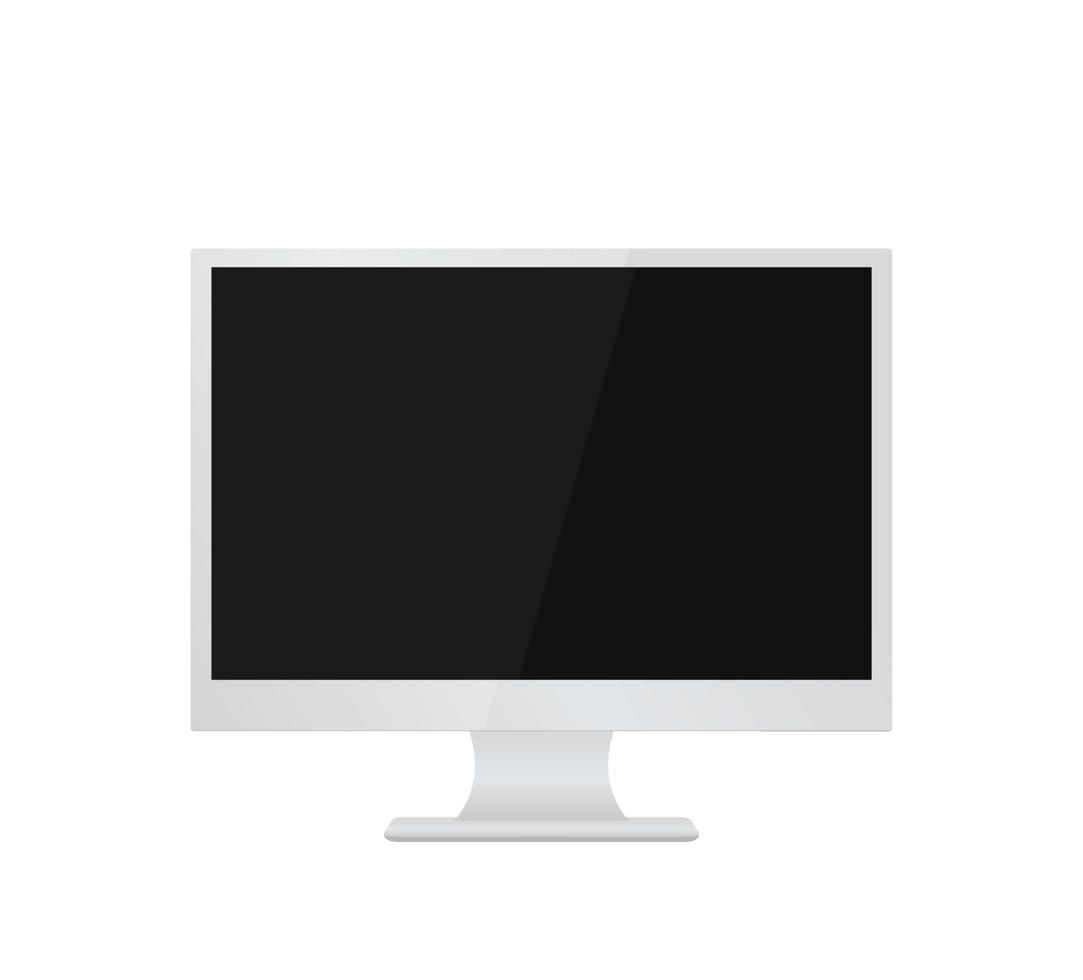 computer monitor mockup isolated on white vector