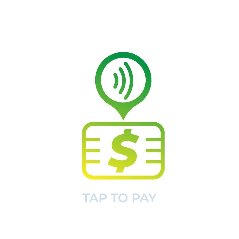 Contactless payment with card, vector icon