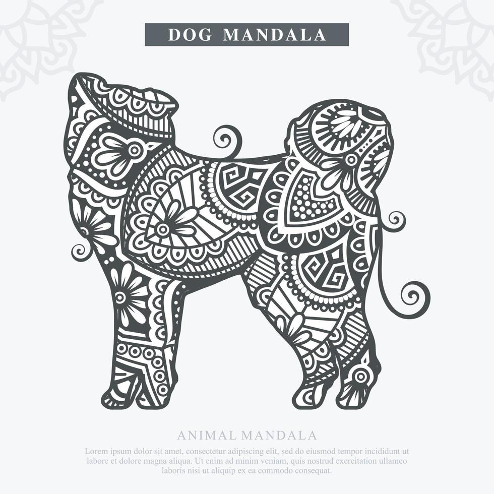 DOG Mandala Vector. Vintage decorative elements. Oriental pattern, vector illustration.