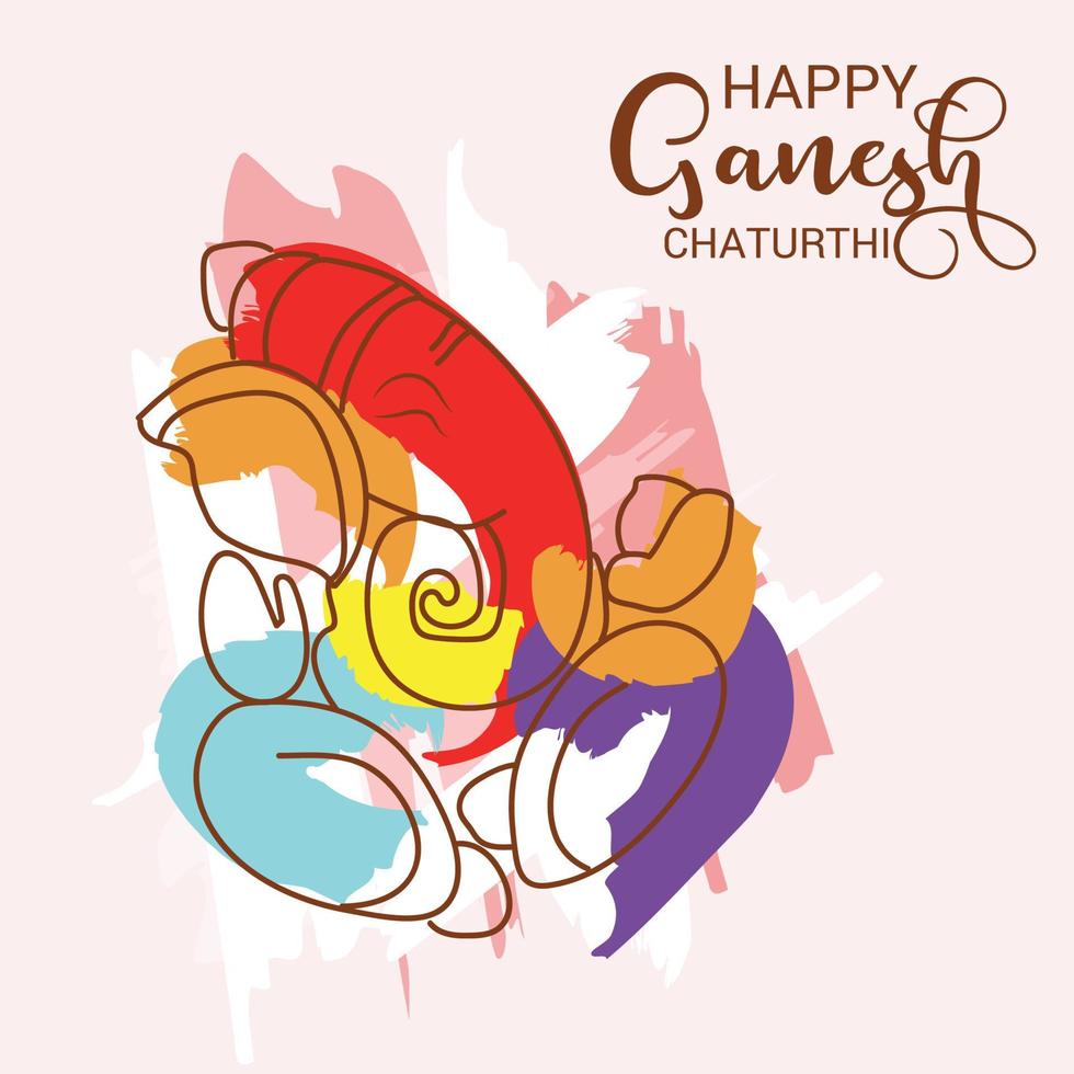 illustration of a Background for Indian Festival Happy Ganesh Chaturthi. vector