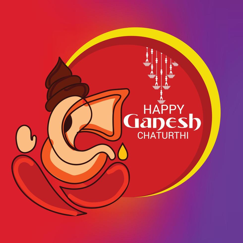 illustration of a Background for Indian Festival Happy Ganesh Chaturthi. vector