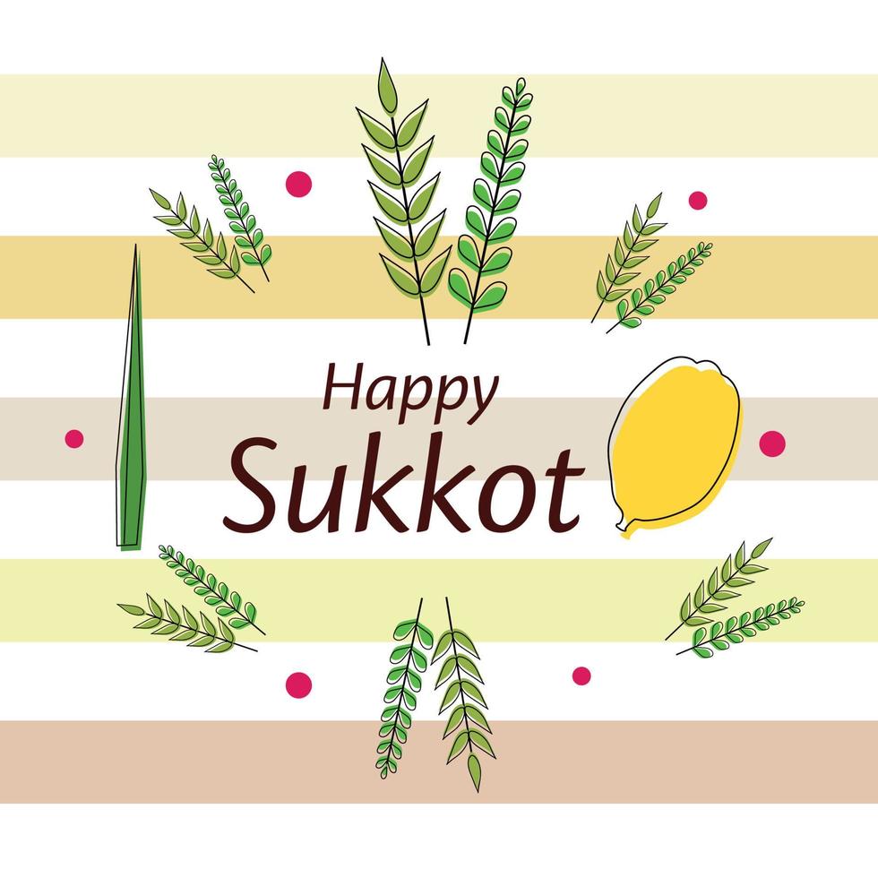 Ilustración vectorial de un fondo para la fiesta judía de Sucot feliz. vector