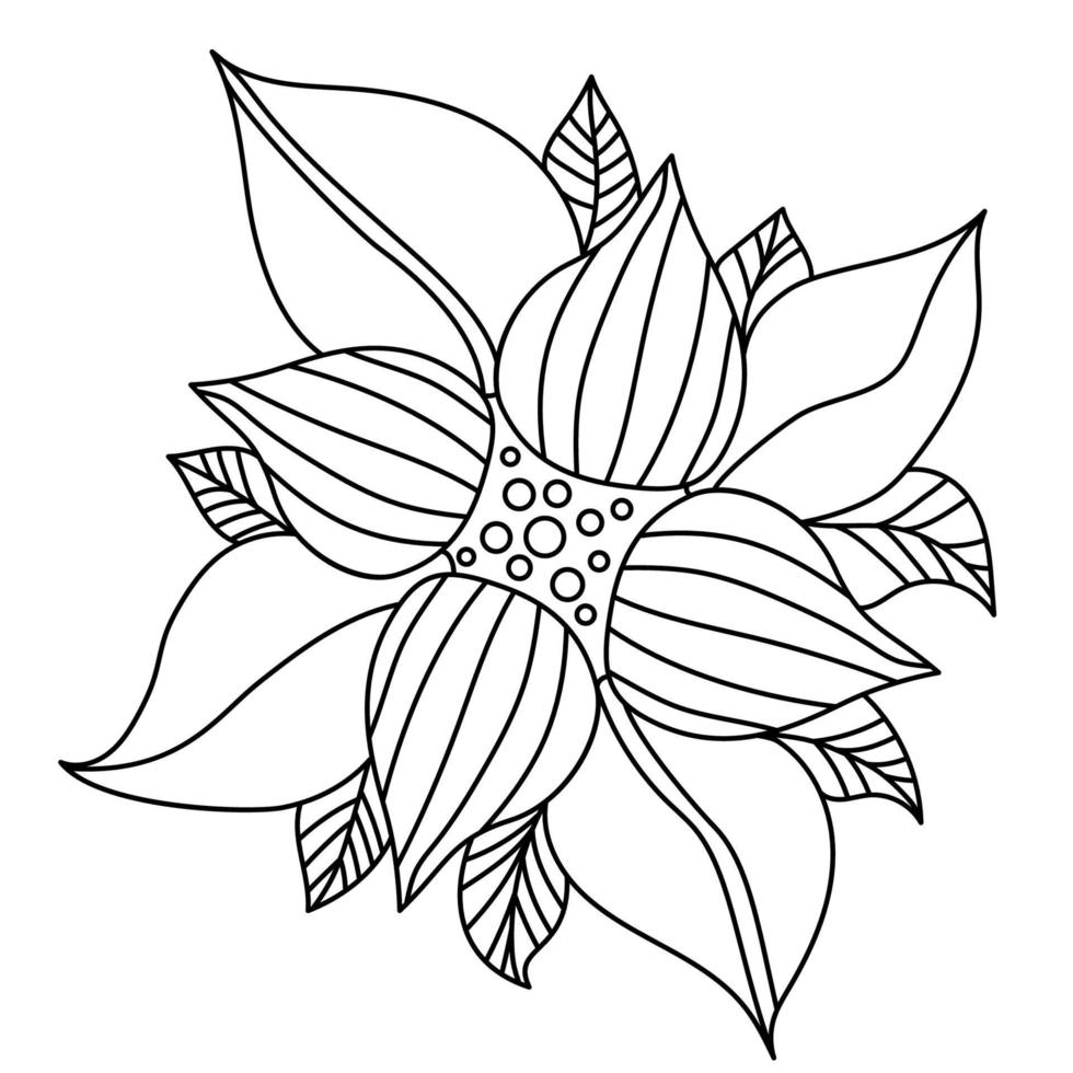 ilustración de línea de flor decorativa vector