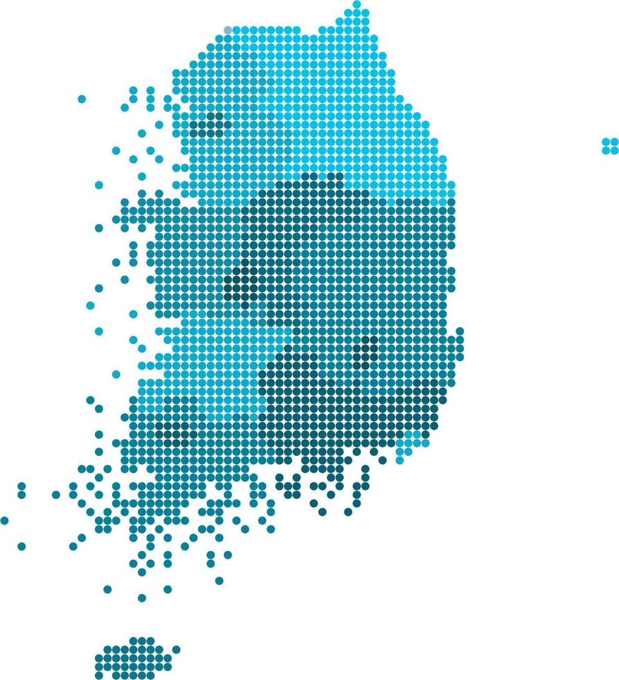 Blue circle South Korea map on white background. vector