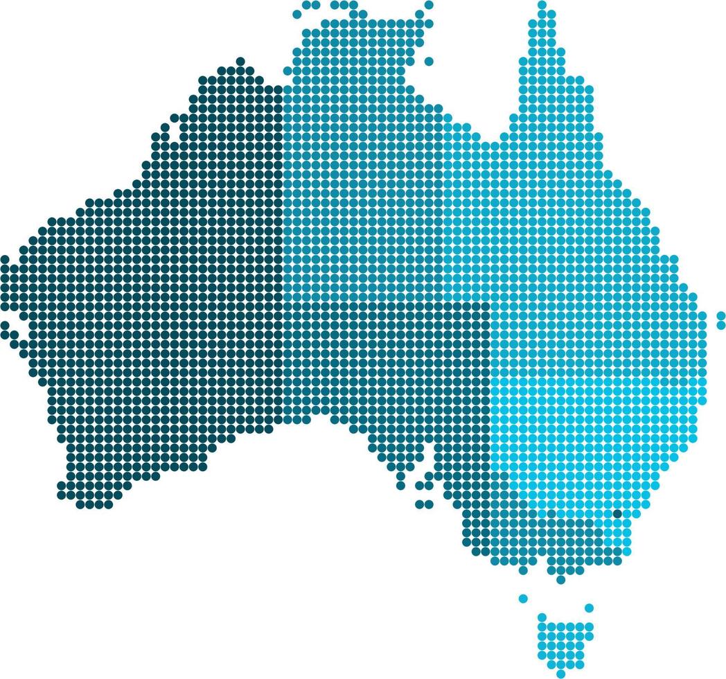 Blue circle Australia map on white background. Vector illustration.