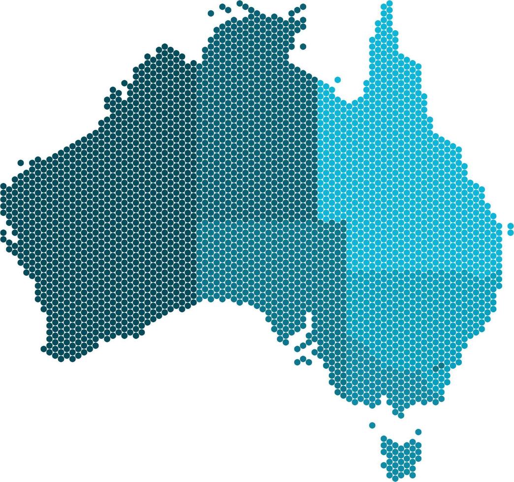 Blue circle Australia map on white background. Vector illustration.