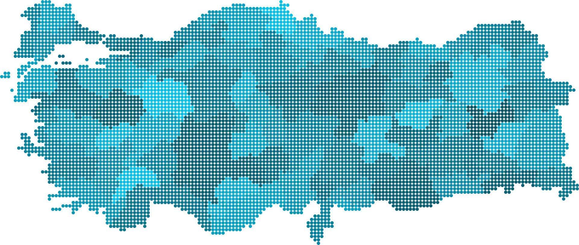 Blue circle Turkey map on white background. Vector illustration.