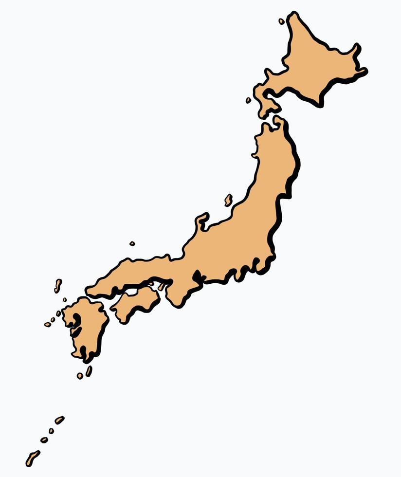 Doodle freehand drawing of Japan map. vector