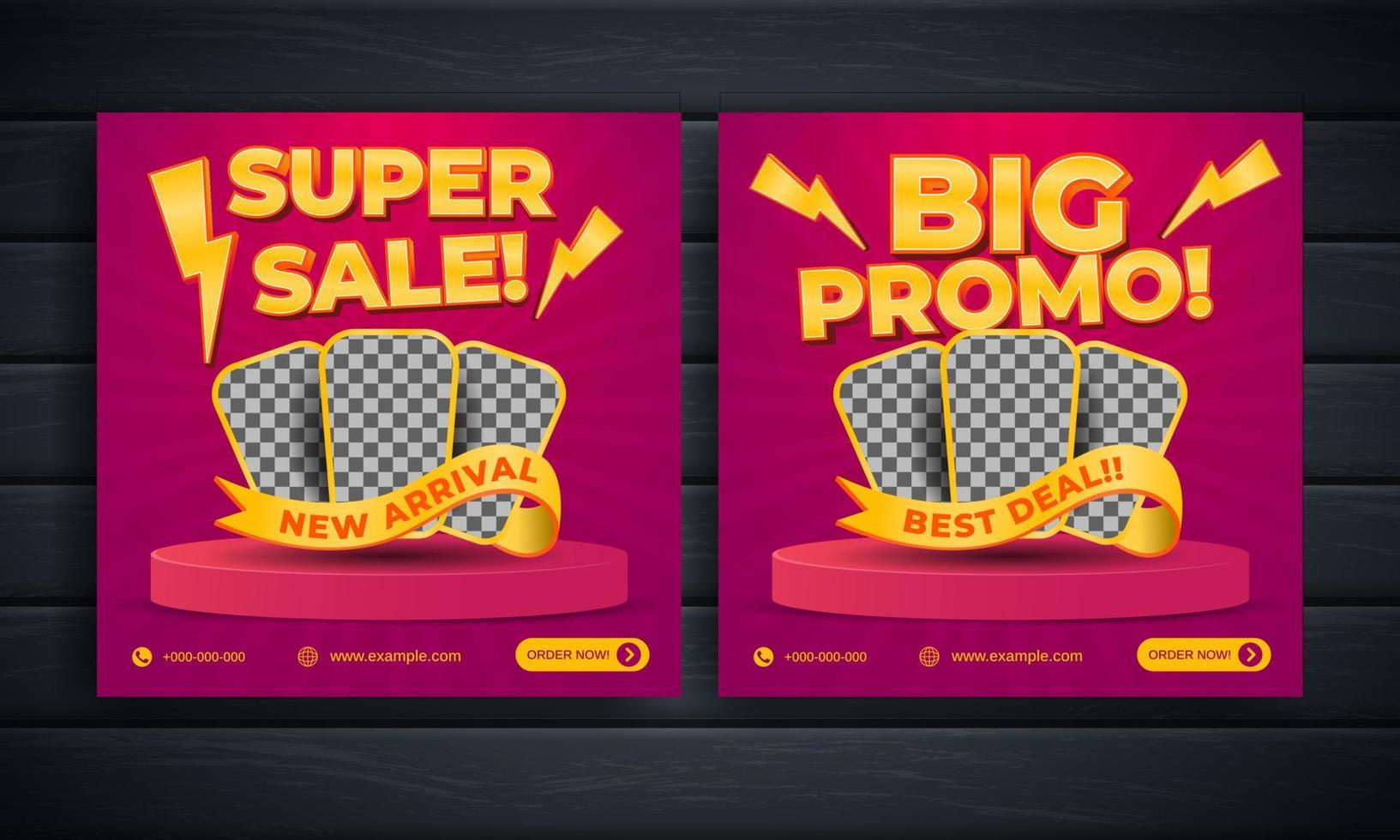 folleto de super venta o banner de redes sociales para promoción comercial vector