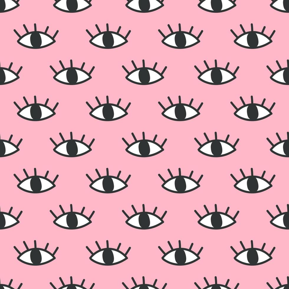 patrón de ojo abierto transparente sobre fondo rosa. vector