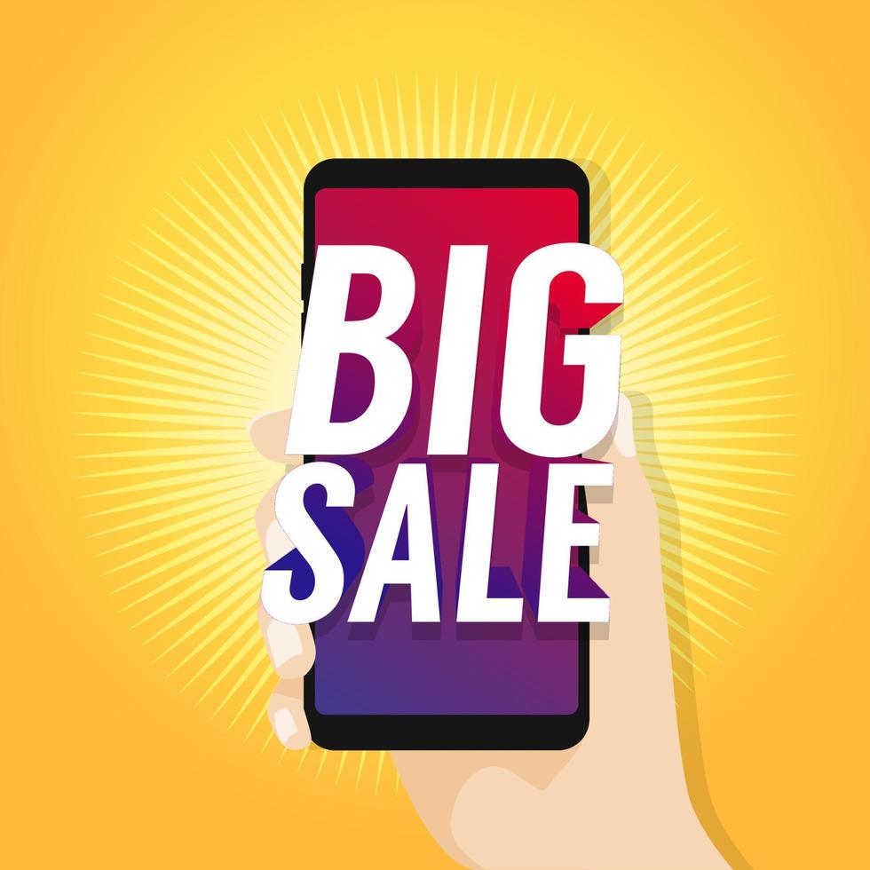 Big Sale on Mobile in Hand. vector