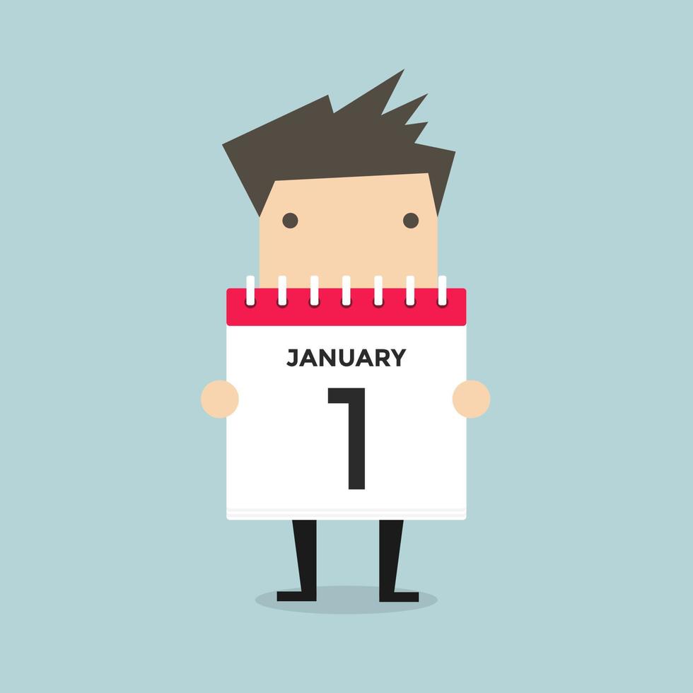 Businessman or manager hold a calendar on his hand. vector