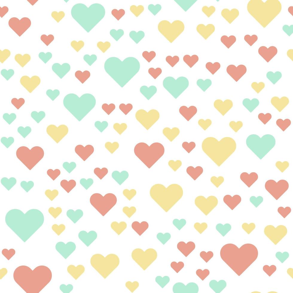 Vector seamless background with pastel color retro heart.