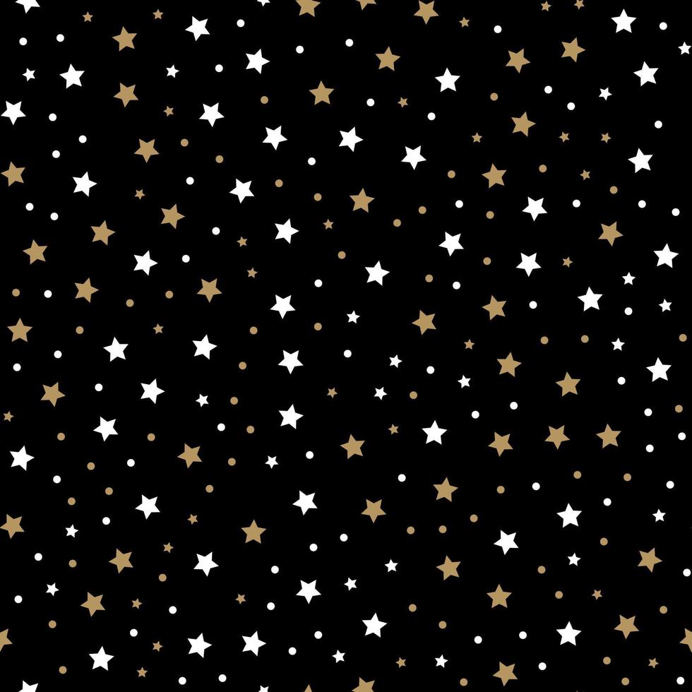 Seamless pattern with little rounded back stars, dots and circles on black background. vector