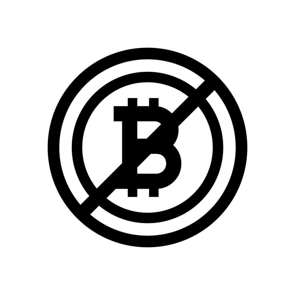 Sign no bitcoin on white background. suspended trading. vector