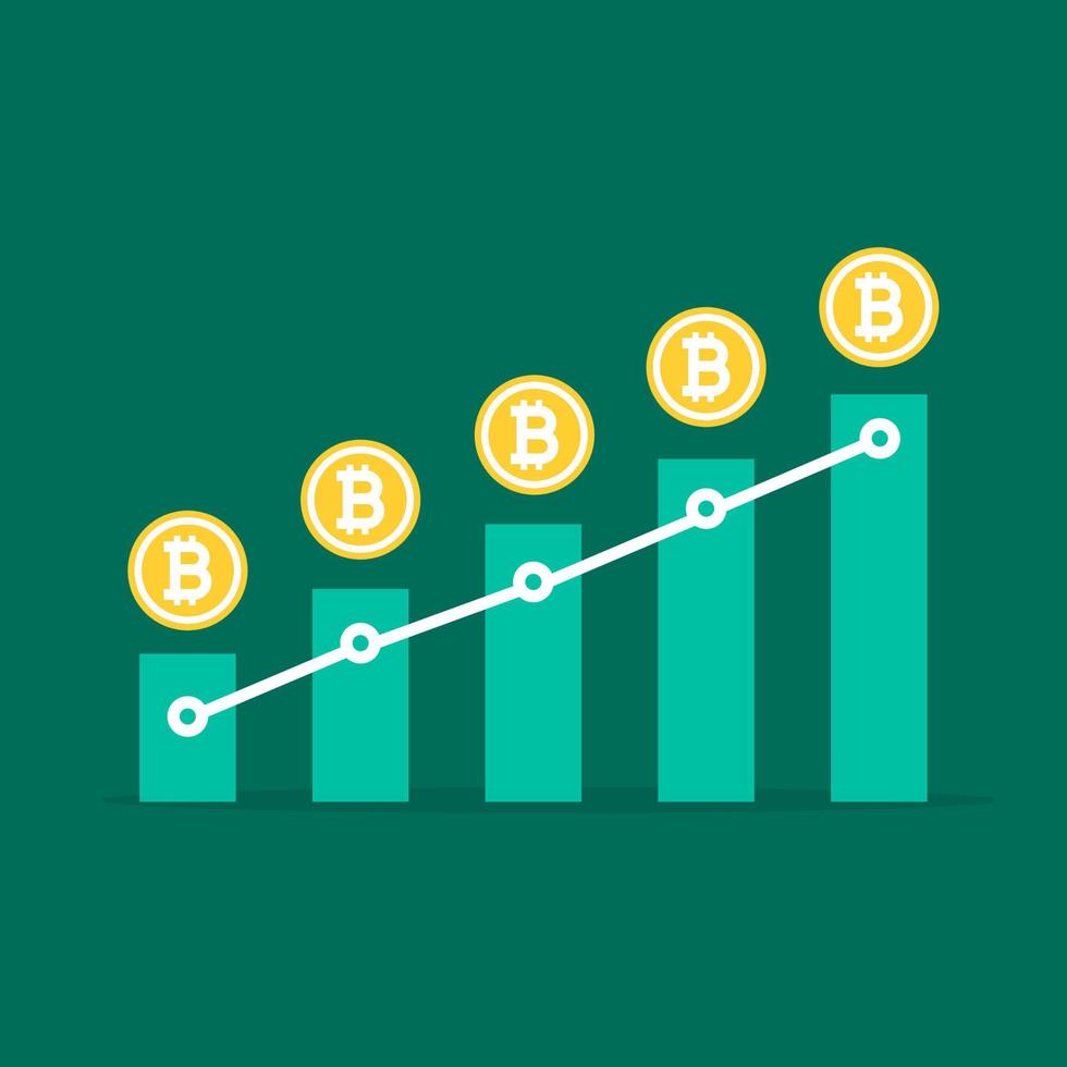 bitcoin con gráfico de crecimiento. vector