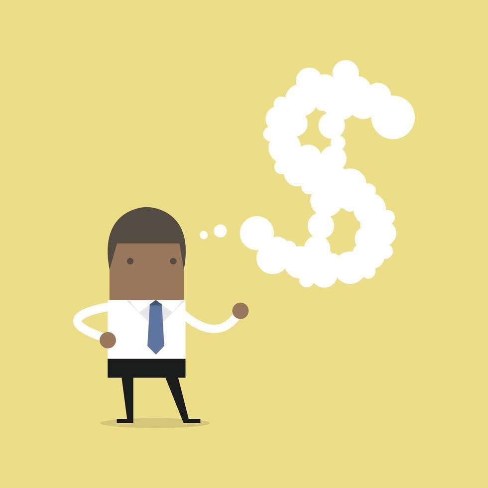 African businessman thinking about money. vector