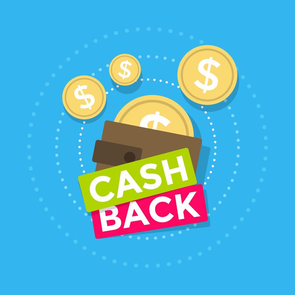 Cash back icon isolated on blue background. cash back or money refund label. vector
