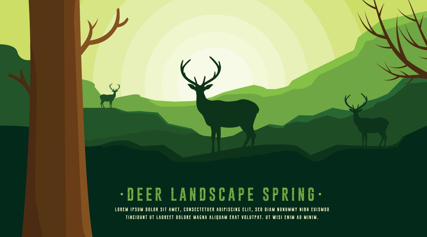 Green Nature Backgrounds, Nature and Forest Backgrounds, Deer Animal Backgrounds vector