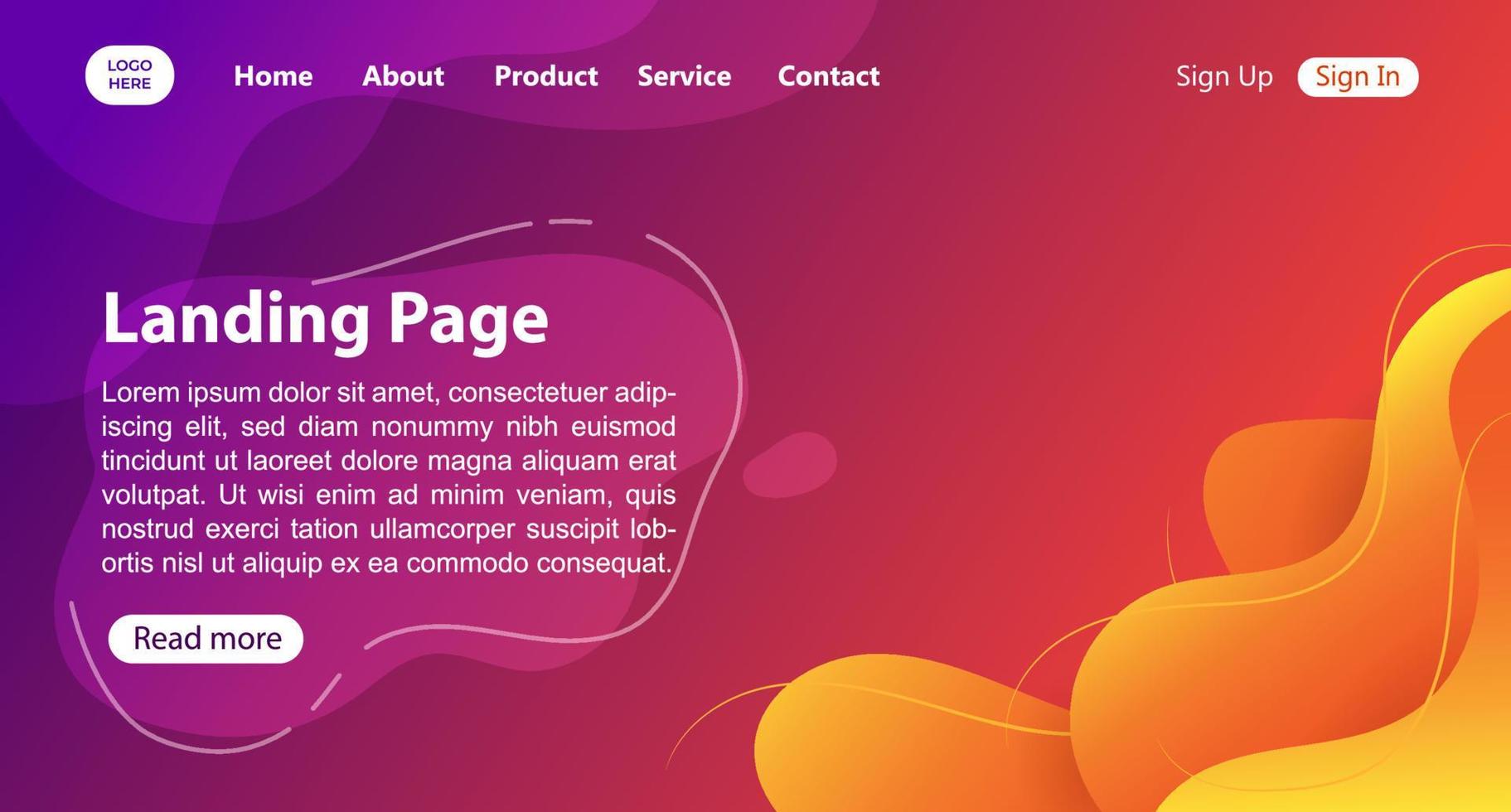 Landing Page Template Background, Colorful Landing Page Background, Website Page Template, Orange and Purple Website Backgrounds vector
