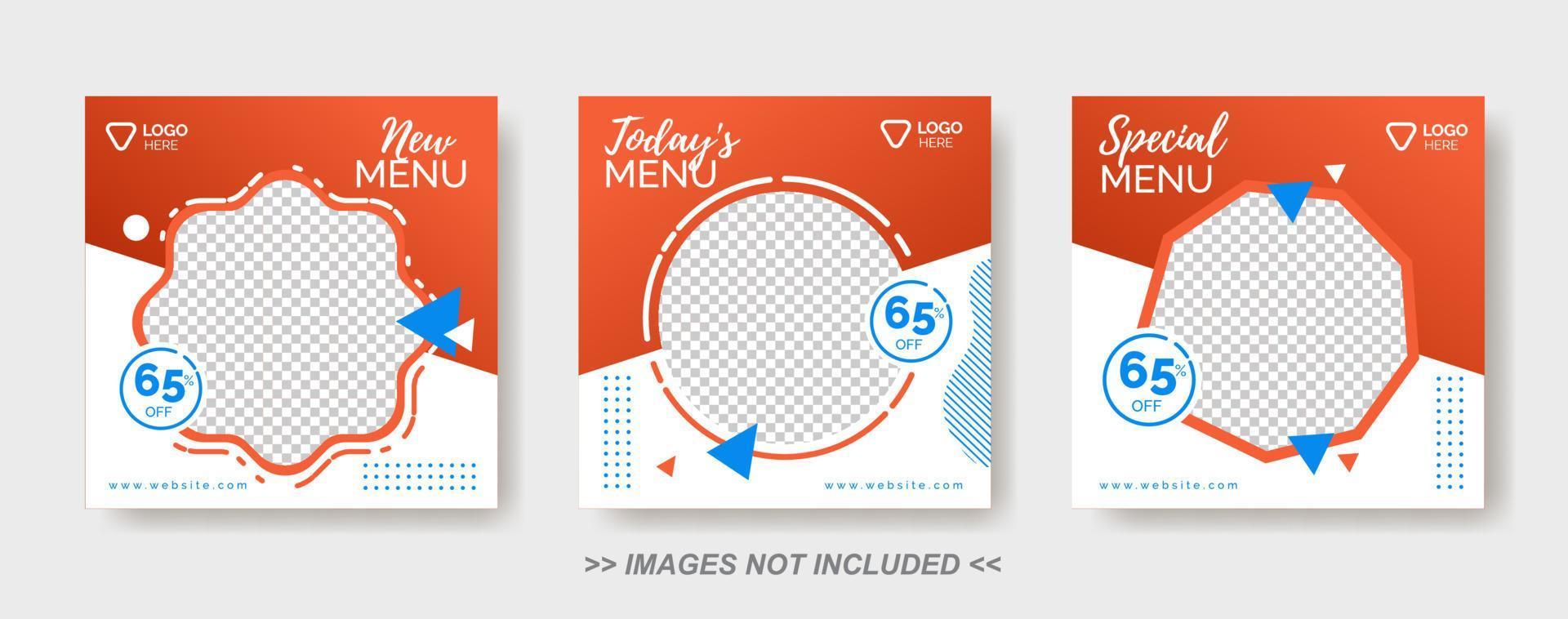 Food Menu Banner Template, Social Media Post Template, Delicious Food Restaurant Banner vector