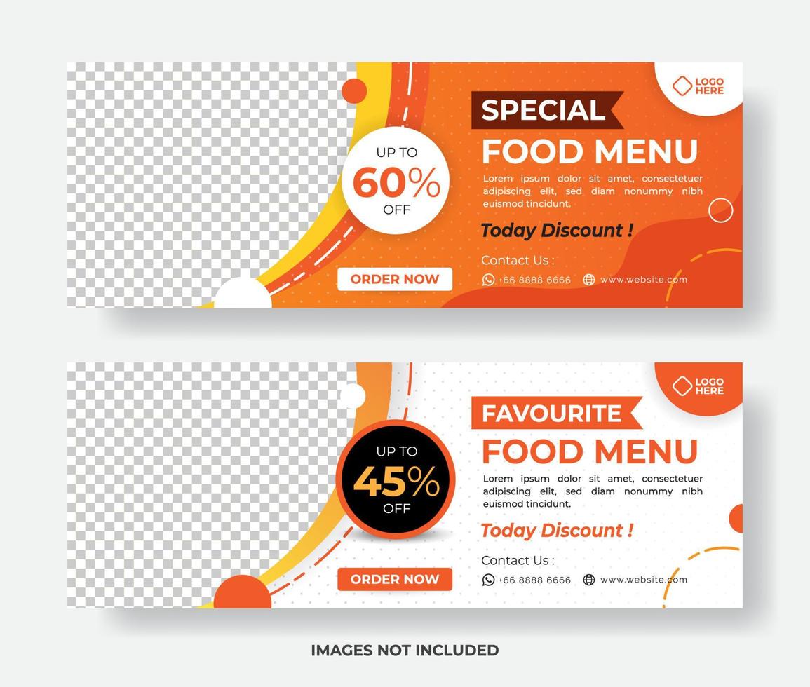 plantilla de banner de menú de comida, plantilla de banner de restaurante, banner de comida especial vector