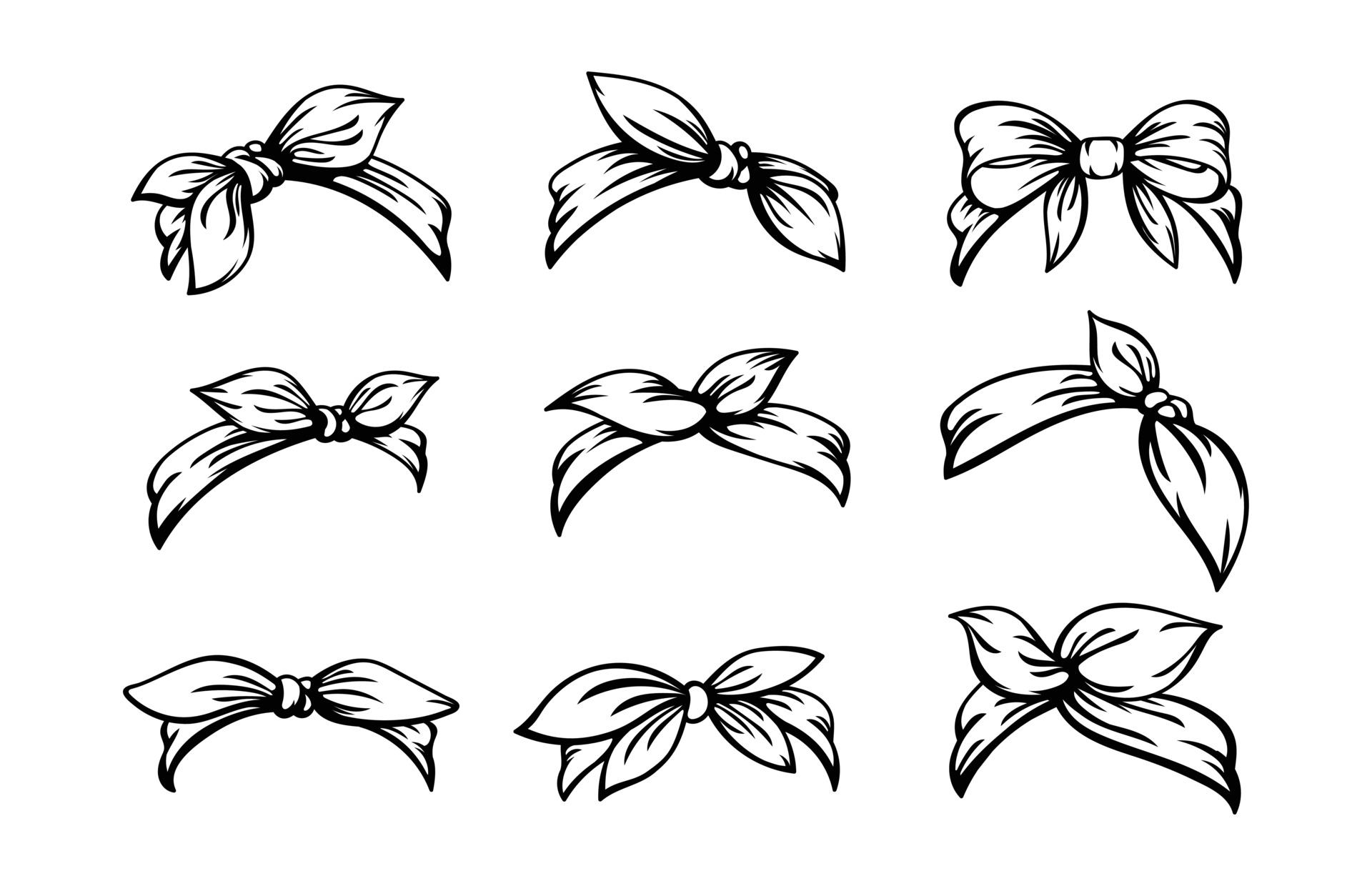 Set of retro headband for woman hairstyles 3589966 Vector Art at Vecteezy