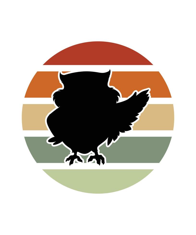 Owl Retro Sunset Design template vector