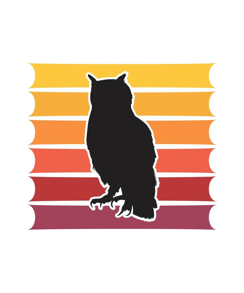 Owl Retro Sunset Design template vector