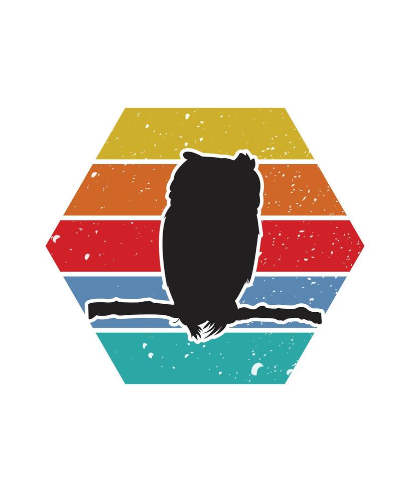 Owl Retro Sunset Design template vector