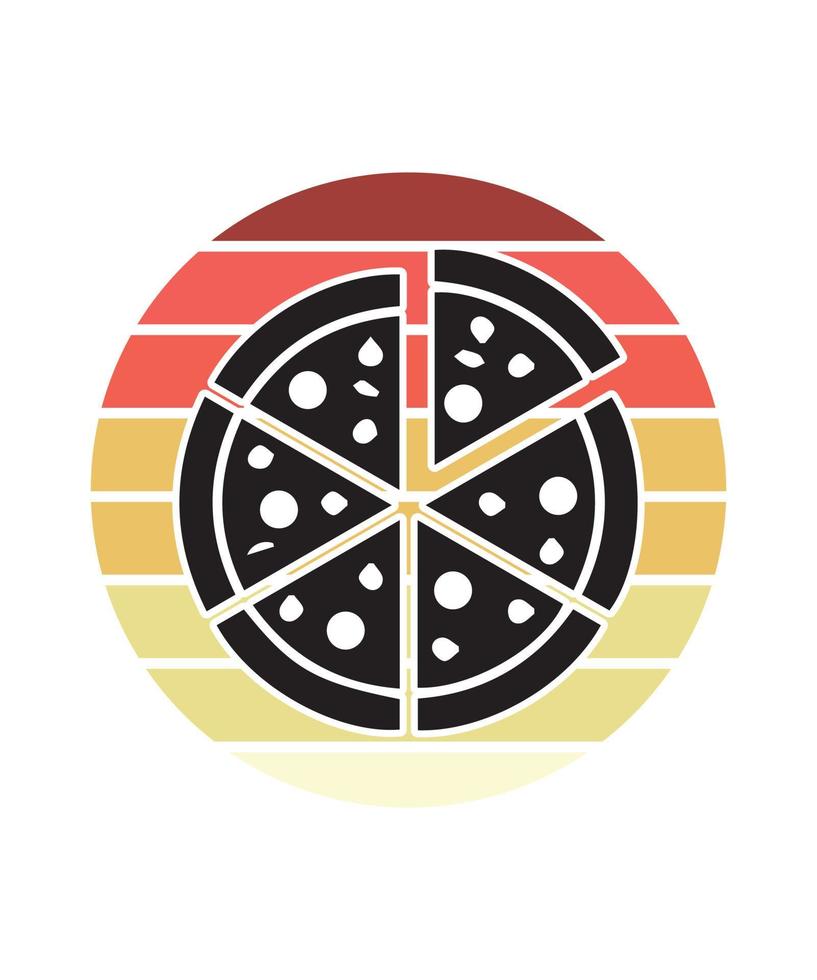 plantilla de diseño de puesta de sol retro pizza vector