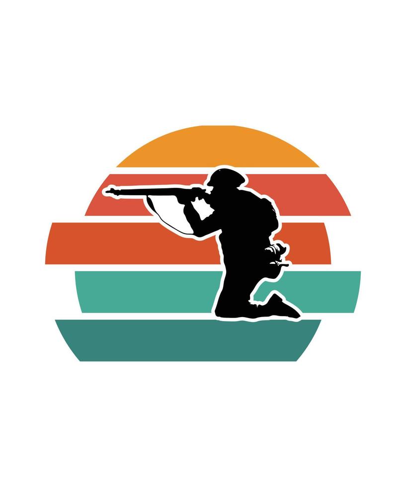 plantilla de diseño de puesta de sol retro militar vector