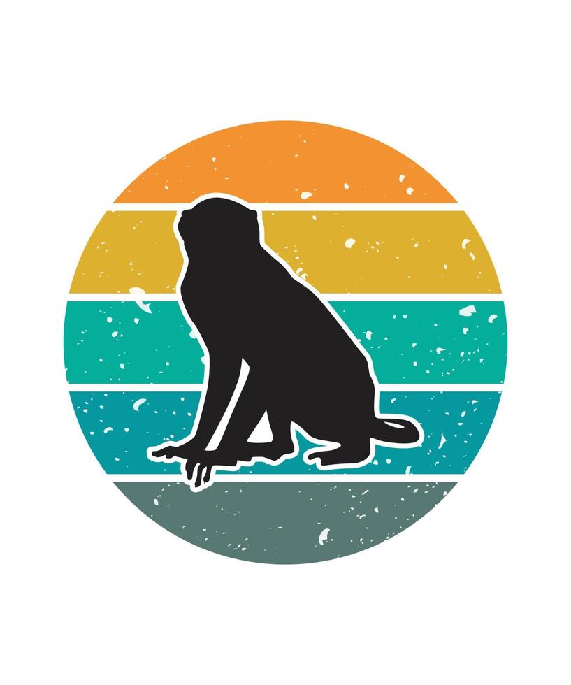 Monkey Retro Sunset Design template vector