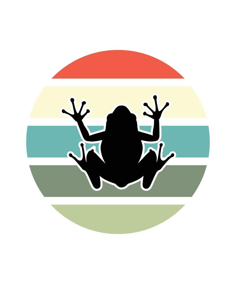 Frog Retro Sunset Design template vector