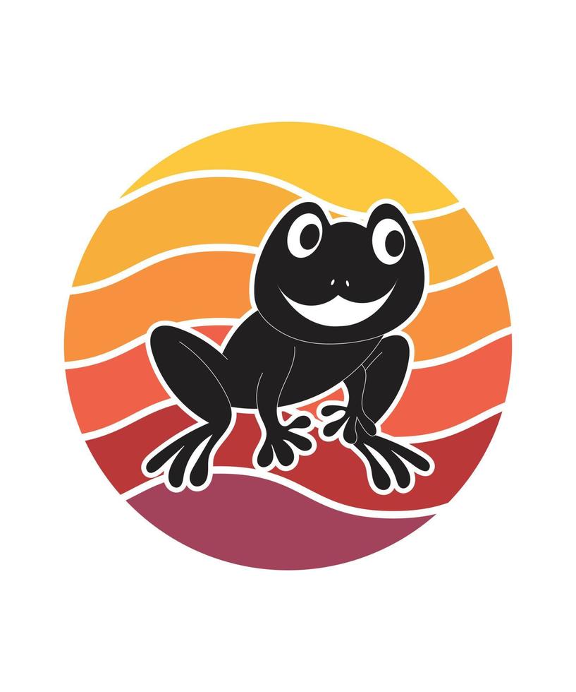 Frog Retro Sunset Design template vector