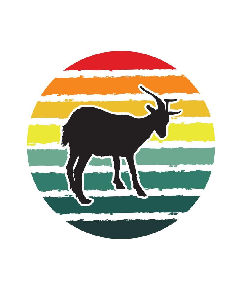 Goat Retro Sunset Design template vector