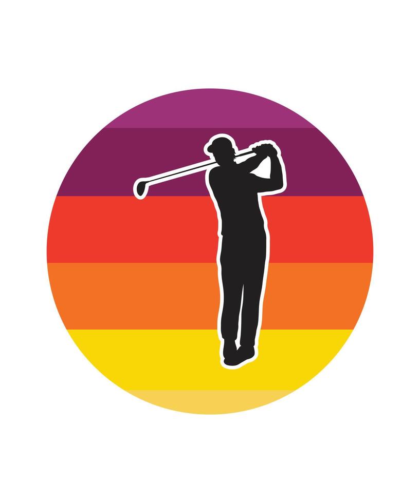 plantilla de diseño de puesta de sol retro de golf vector