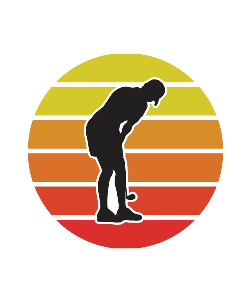 Golf Retro Sunset Design template vector