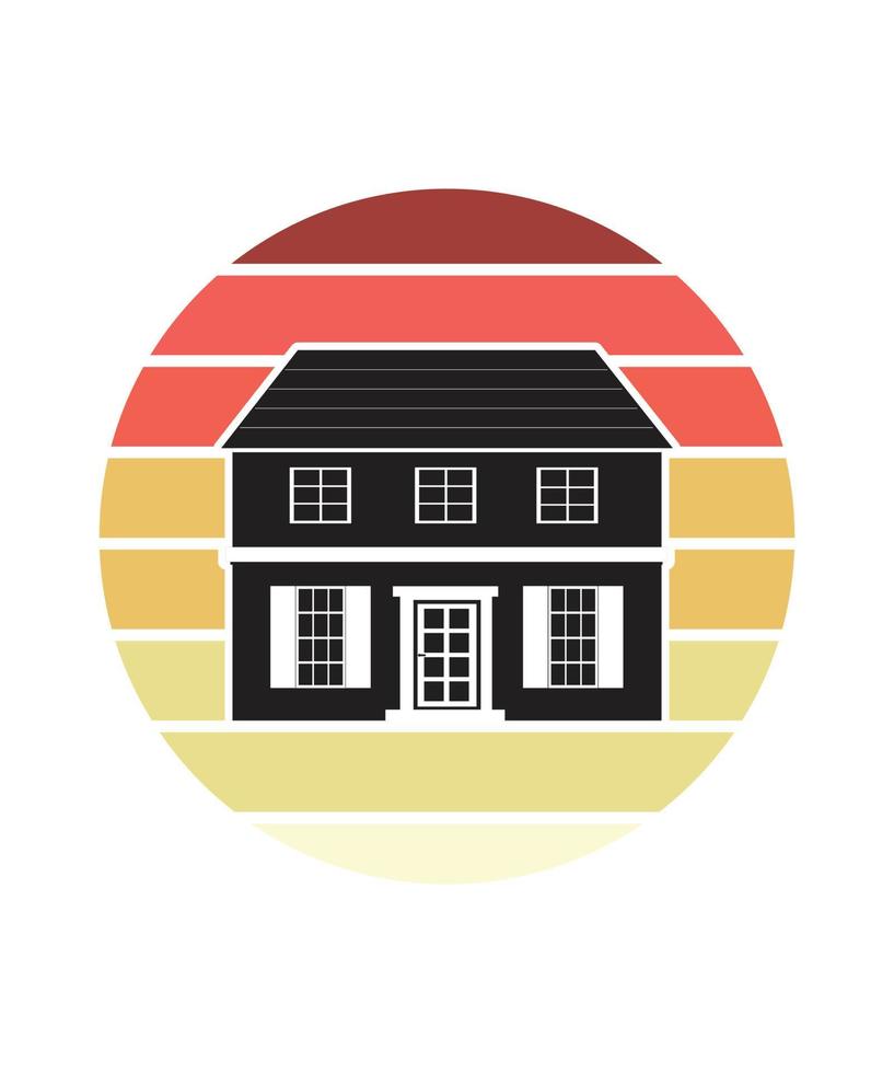 House Retro Sunset Design template vector