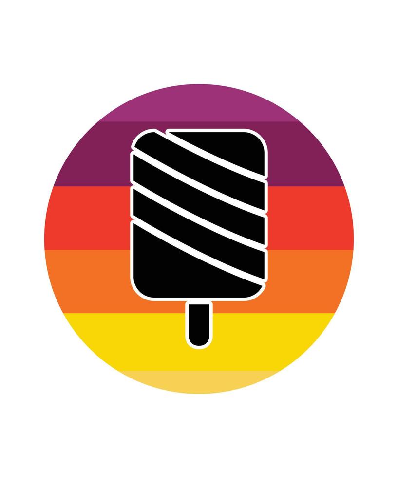 plantilla de diseño de puesta de sol retro helado vector