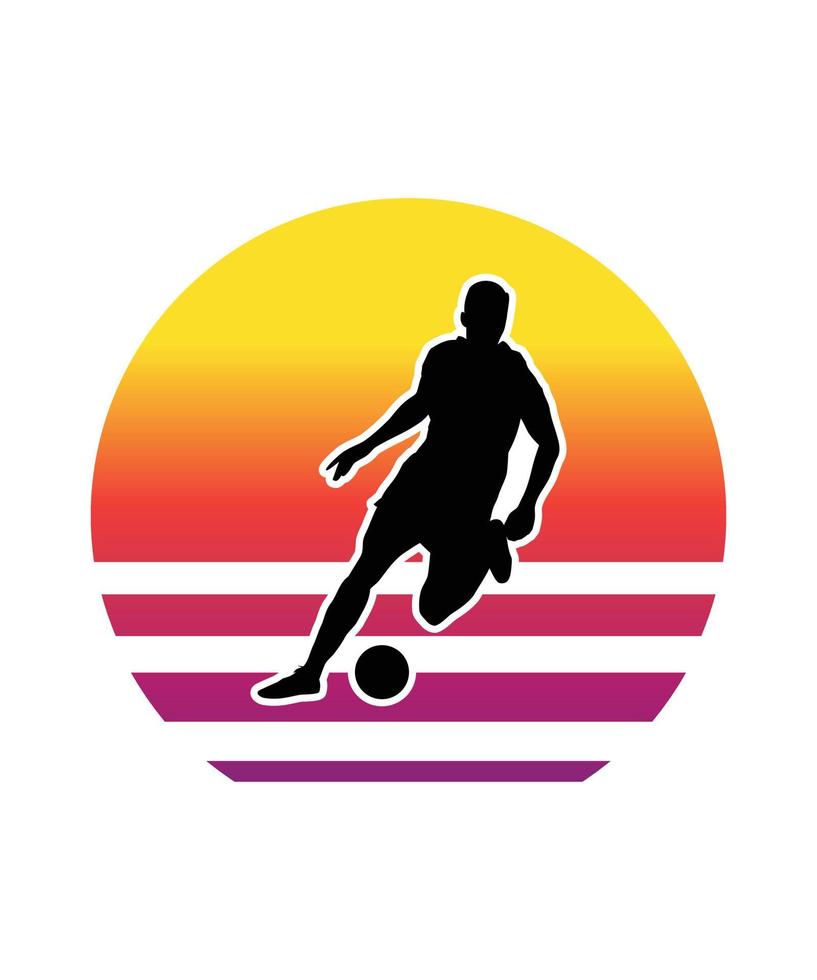 plantilla de diseño de puesta de sol retro de fútbol vector