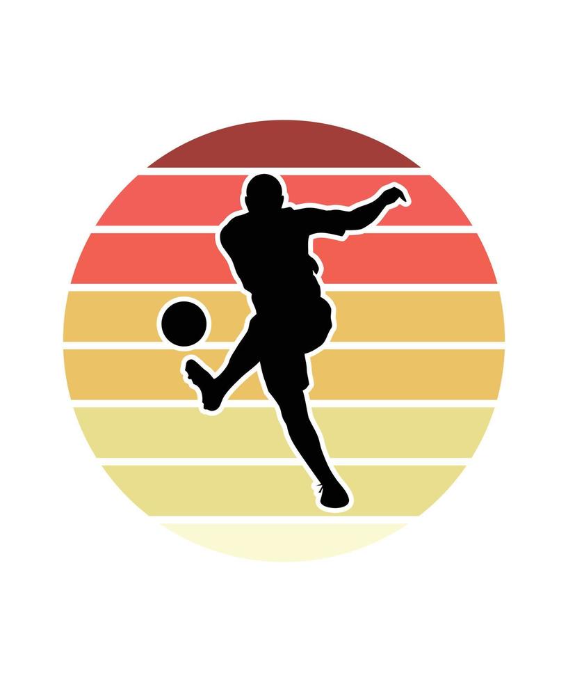 plantilla de diseño de puesta de sol retro de fútbol vector