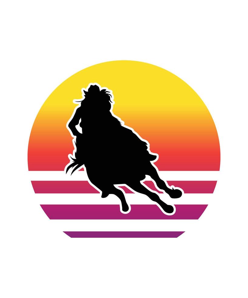 plantilla de diseño de puesta de sol retro de vaca vector