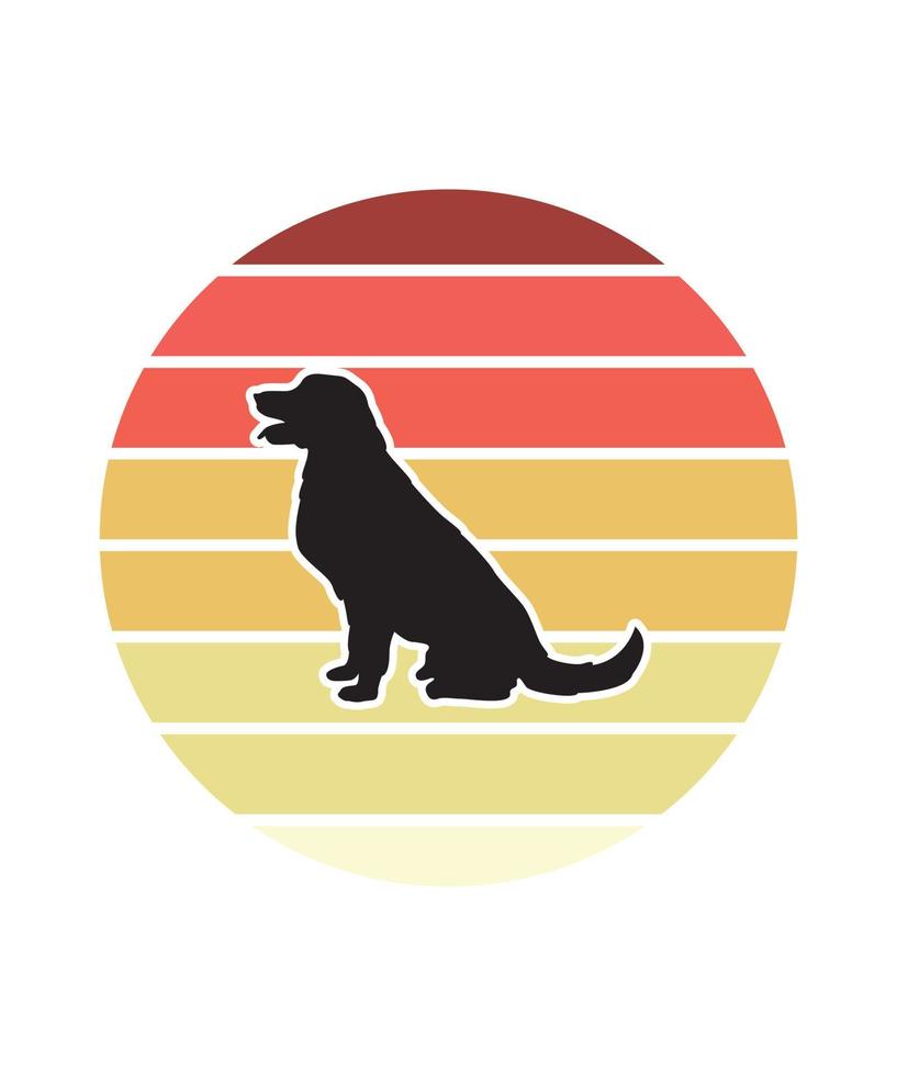 plantilla de diseño retro puesta de sol perro vector