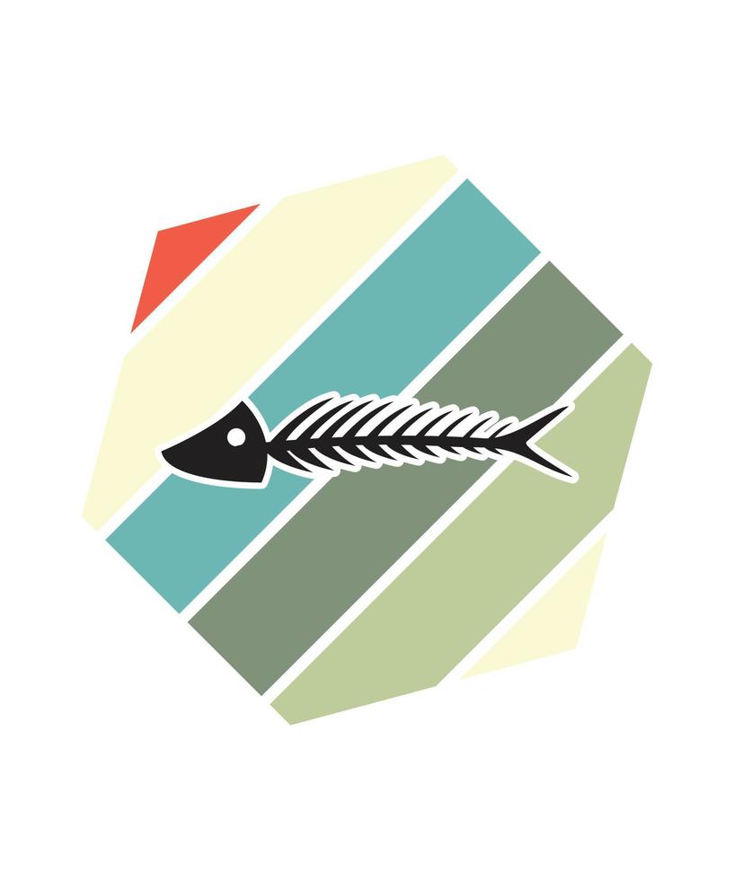 plantilla de diseño de puesta de sol retro de pescado vector