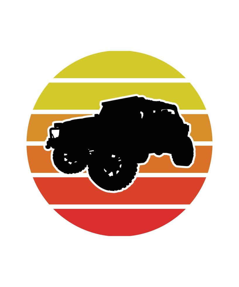 plantilla de diseño de puesta de sol retro de coche vector